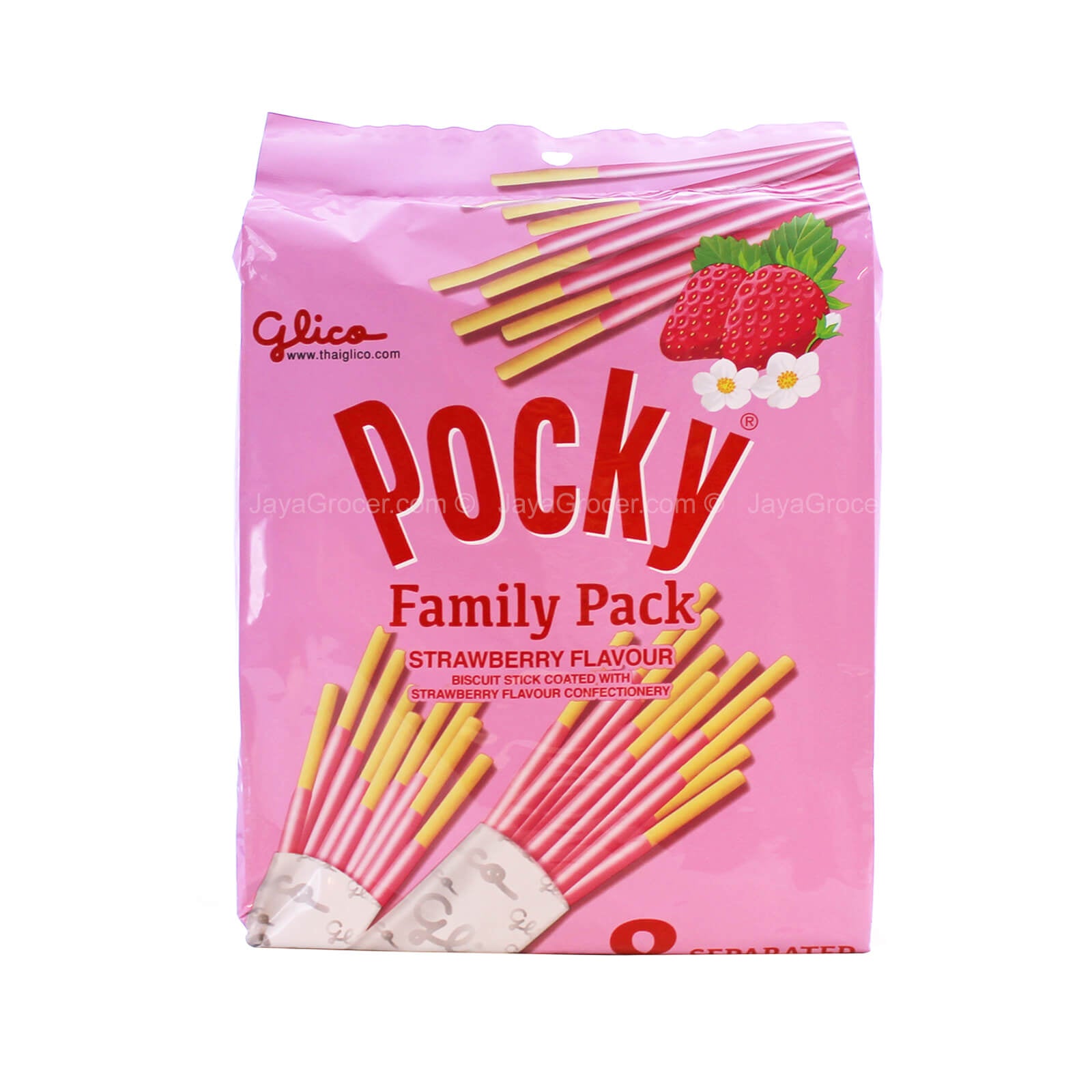 108020-U-1-1_d9128437-0799-494a-8935-9bc0167e82c5 Glico Pocky Biscuit Stick Family Pack Strawberry Flavour 21g x 8 - Image 1