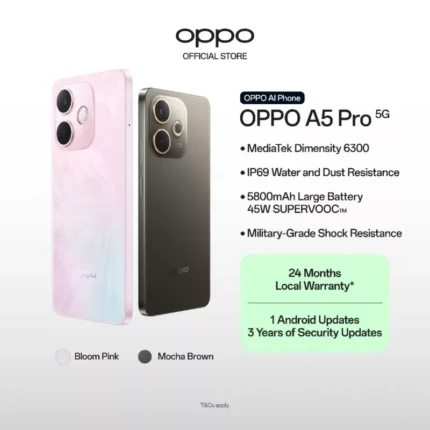 (Exclusive for new users)OPPO A5 Pro 5G 12(6+6GB) + 128GB / 2 Year Local Warranty / IP69 Water&Dust Resistance / 5800mAh Battery AI LinkBoost 2.0