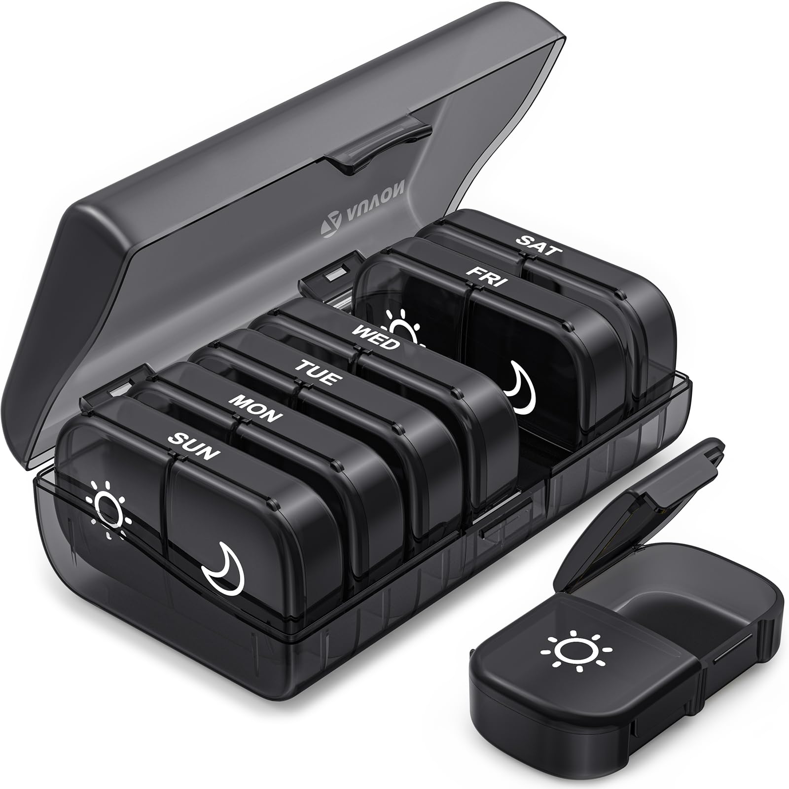 385164cd481c87f73d298a2304cbcdde.jpg AM PM Weekly Pill Organizer – Travel-Friendly. Large Capacity & BPA-Free - Image 1