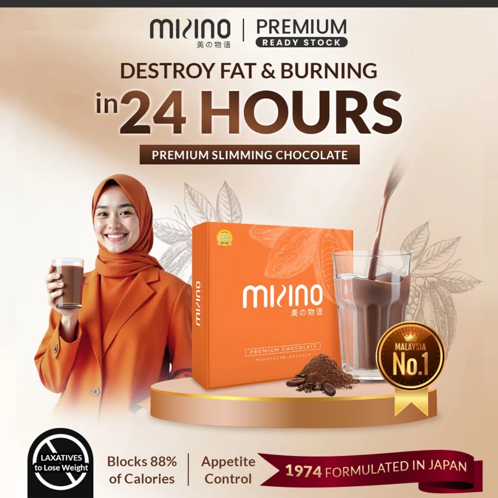 my-11134207-820lh-me0ce78bqrd1a9 Mizino Premium Chocolate SlimPro | Minuman Coklat Jamu Kurus Badan Slim Body Fat Burner Supplement Weight Loss Drink - Image 1