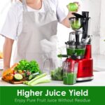 Cold Press Juicer Machines. Kitchen in the Box Slow Masticating Juicers Machine.3.26inch Large Wide Feed Chute Fit Whole Fruits & Vegetables.BPA Free.Easy to Clean (Bright Red) - Image 6